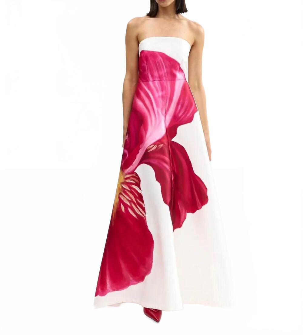 NEW ASTON STUDIO floral print audrey gown in antique iris